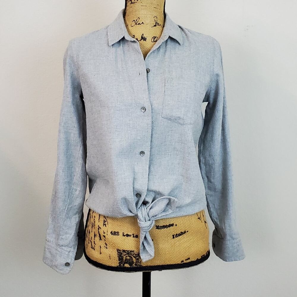 Madewell Flannel Tie-Front Blouse sz XS